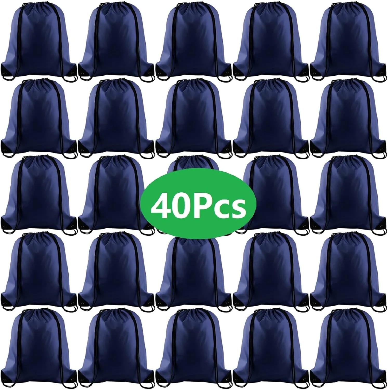 KUUQA 40Pcs Drawstring Backpack Bags Bulk Navy Blue Drawstring Bag Foldable Gym Bag Sport Cinch Sack String Backpack Storage Bags for Women Men Shopping Gym Travel Sports