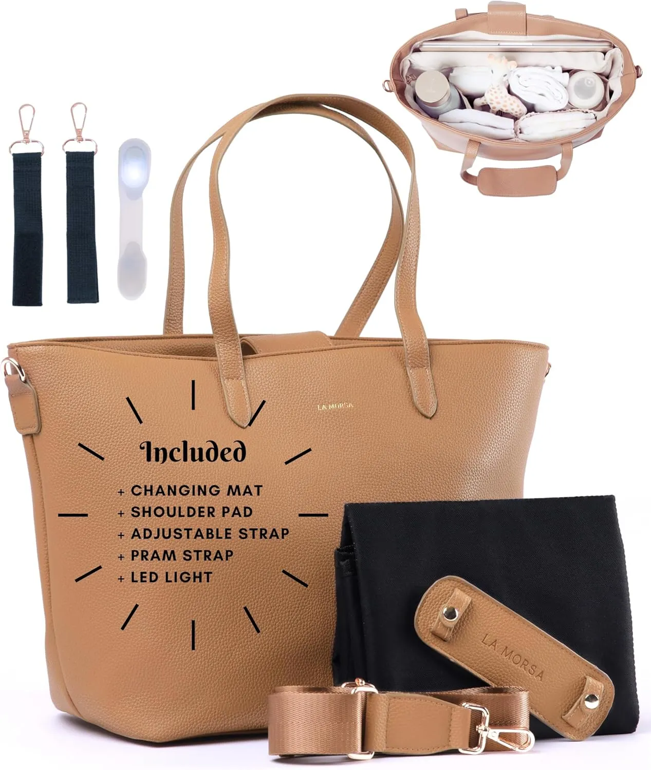 La Morsa Leather Diaper Bag: The Ultimate Everyday Baby Bag for Mom -Small Tote, Mini Diaper Bag, Perfect Pañaleras Para Bebe