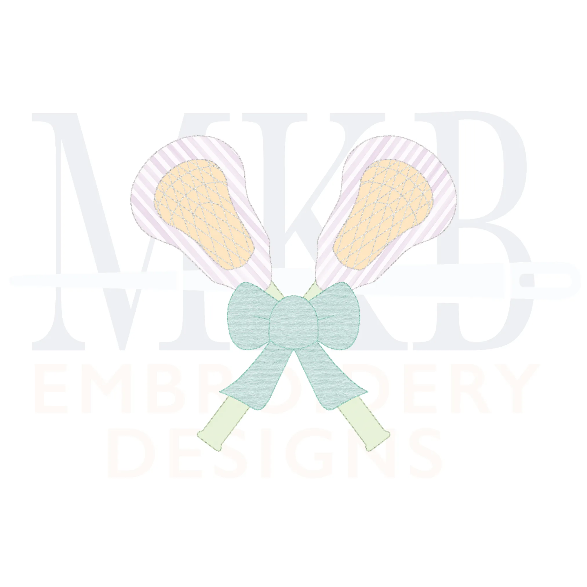 Lacrosse Sticks Bow Bean Stitch Applique Machine Embroidery Design