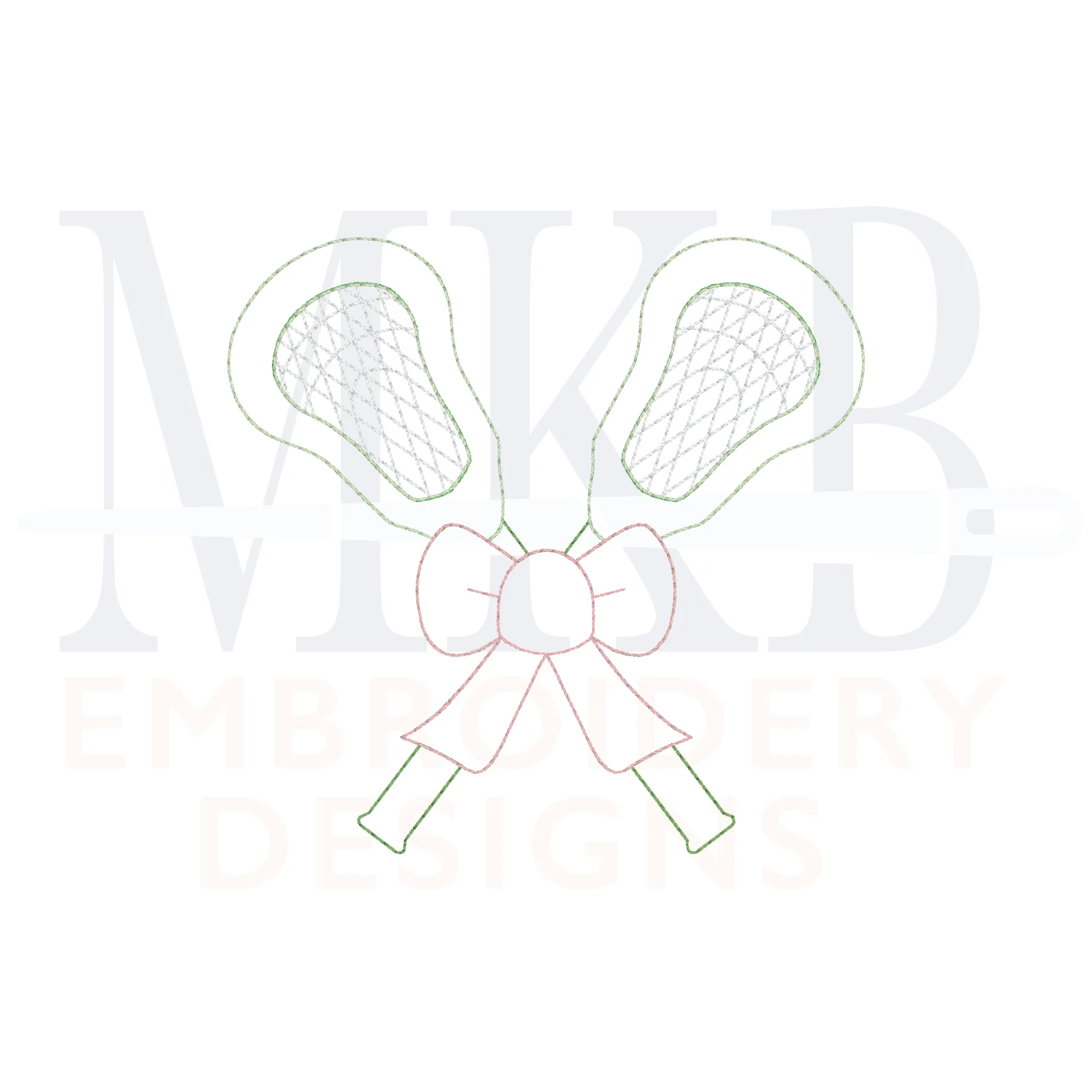 Lacrosse Sticks Bow Bean Stitch Applique Machine Embroidery Design
