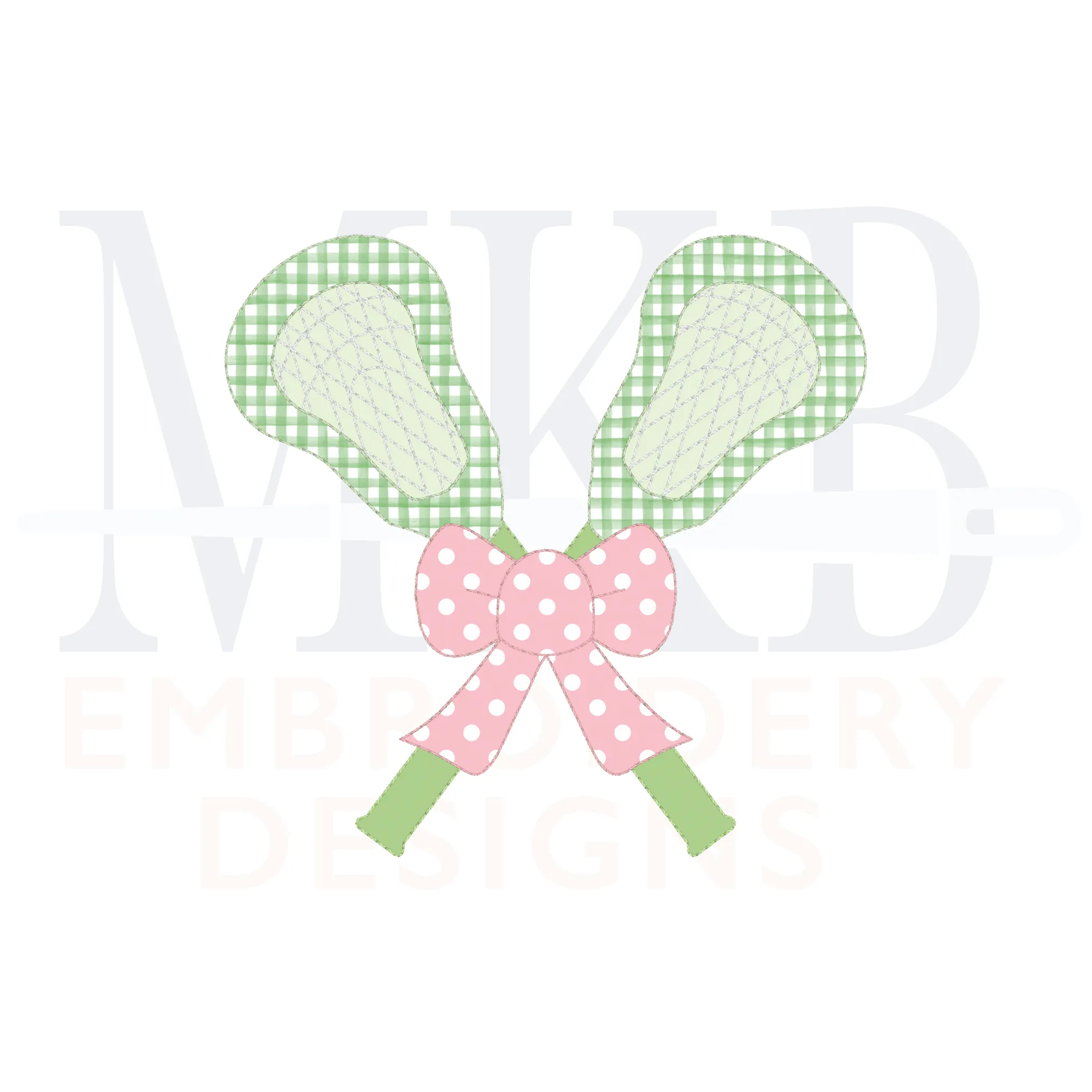 Lacrosse Sticks Bow Bean Stitch Applique Machine Embroidery Design