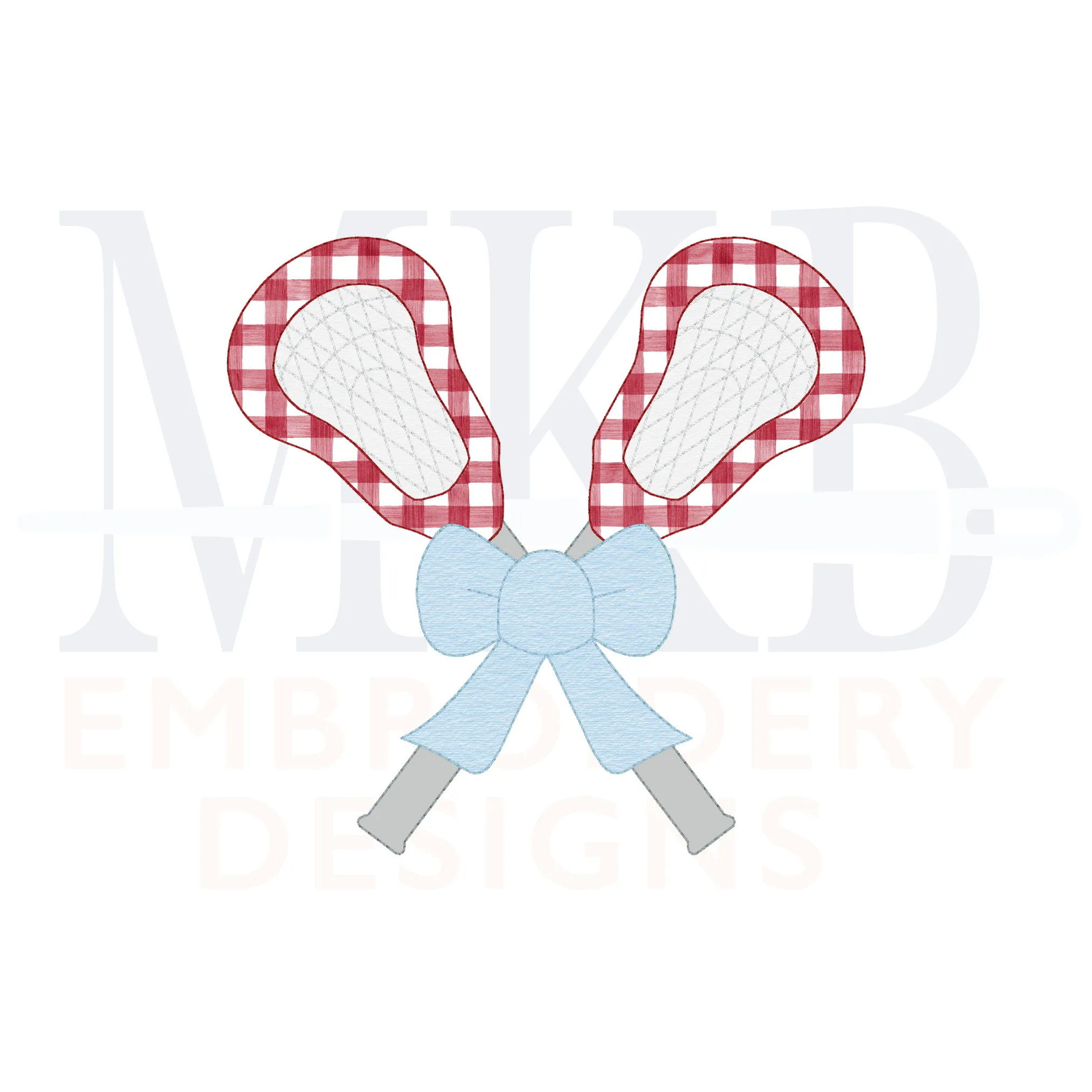 Lacrosse Sticks Bow Bean Stitch Applique Machine Embroidery Design