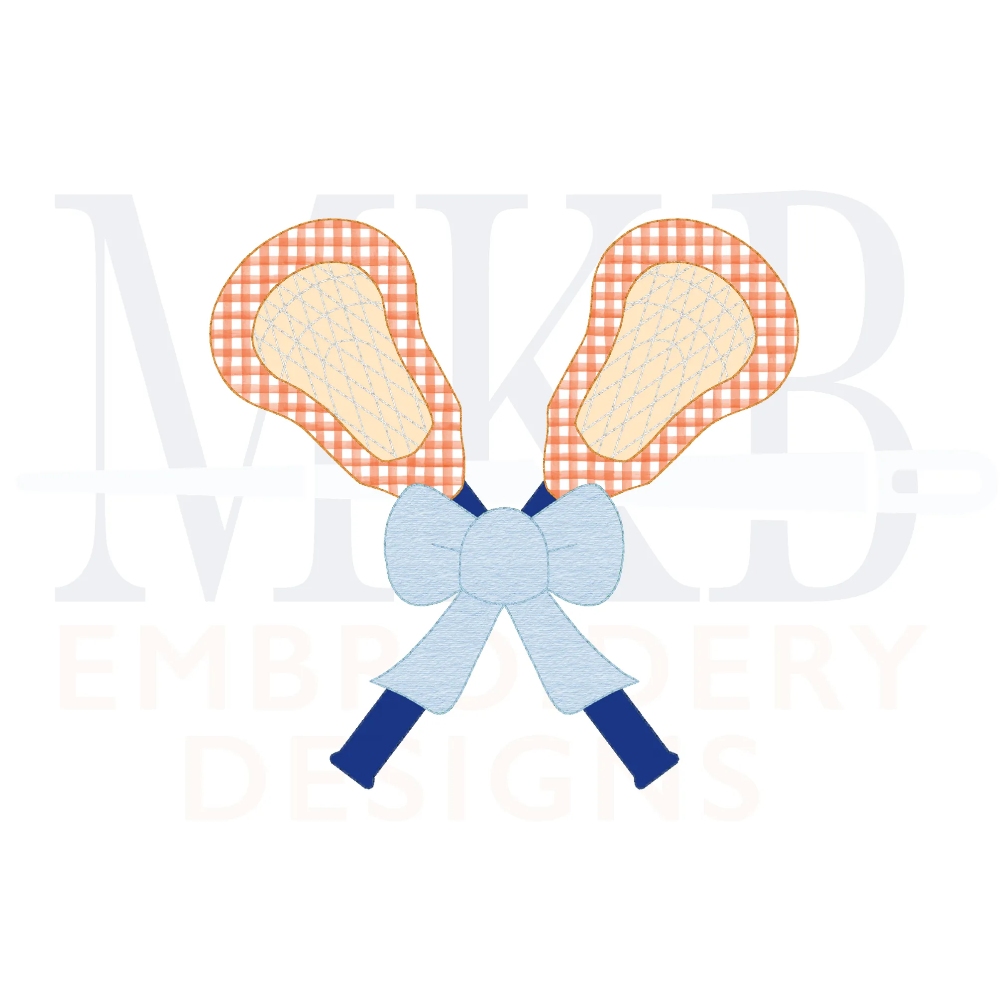 Lacrosse Sticks Bow Bean Stitch Applique Machine Embroidery Design
