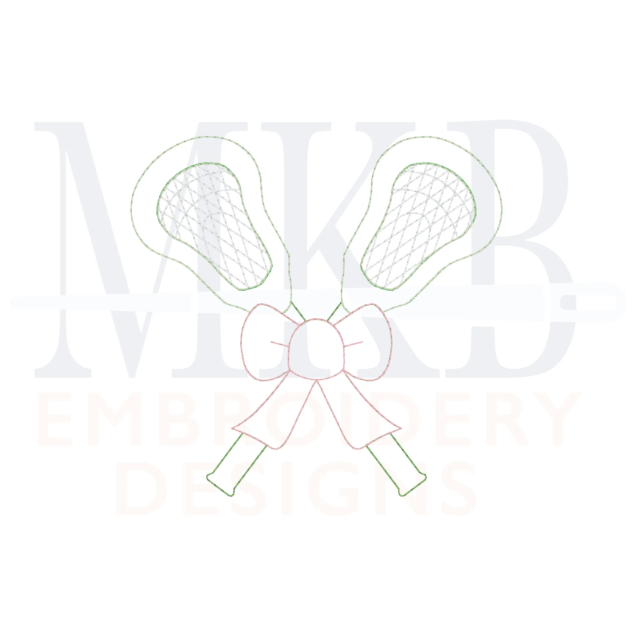 Lacrosse Sticks Bow Bean Stitch Applique Machine Embroidery Design