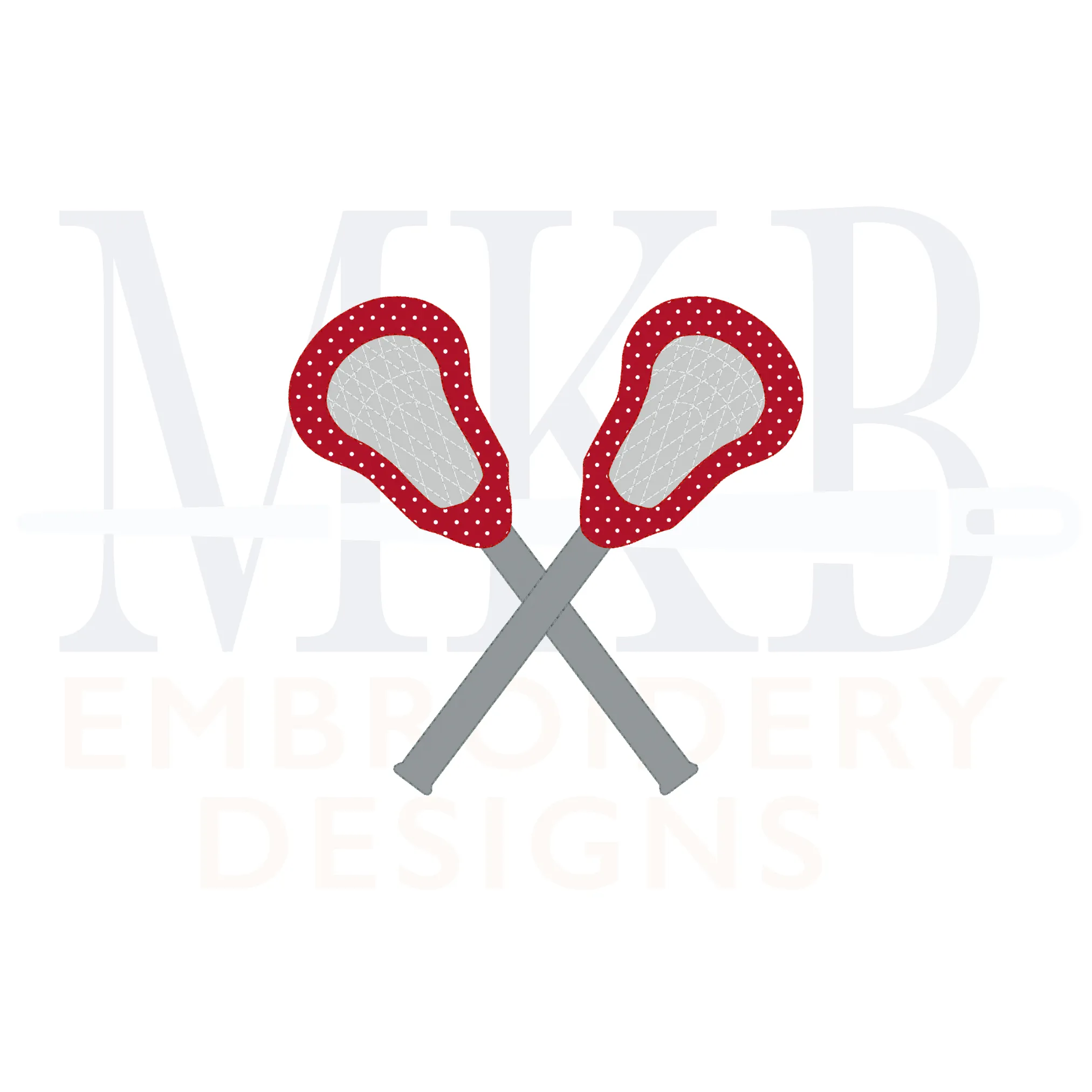 Lacrosse Sticks Crossed Bean Stitch Applique Machine Embroidery Design
