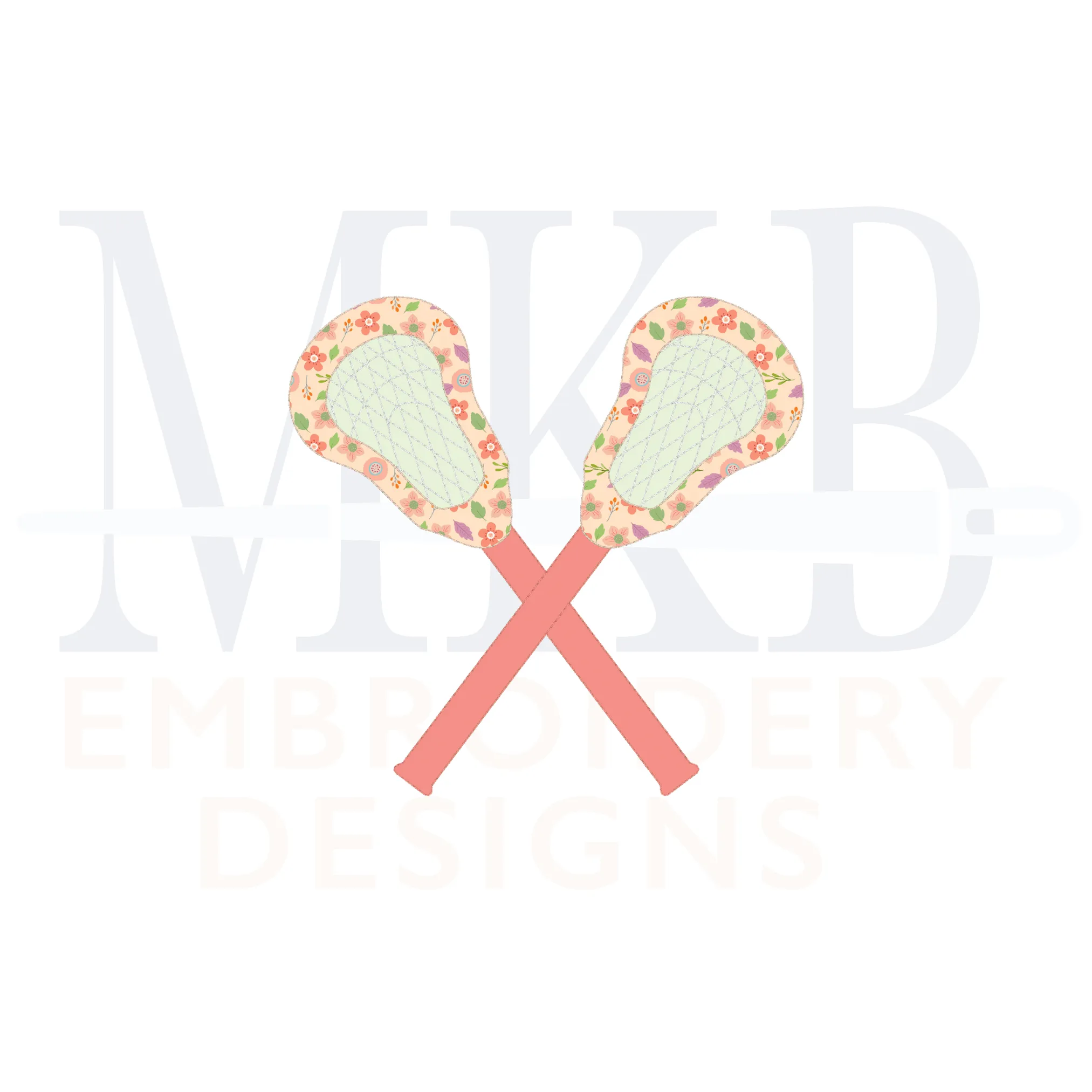 Lacrosse Sticks Crossed Bean Stitch Applique Machine Embroidery Design