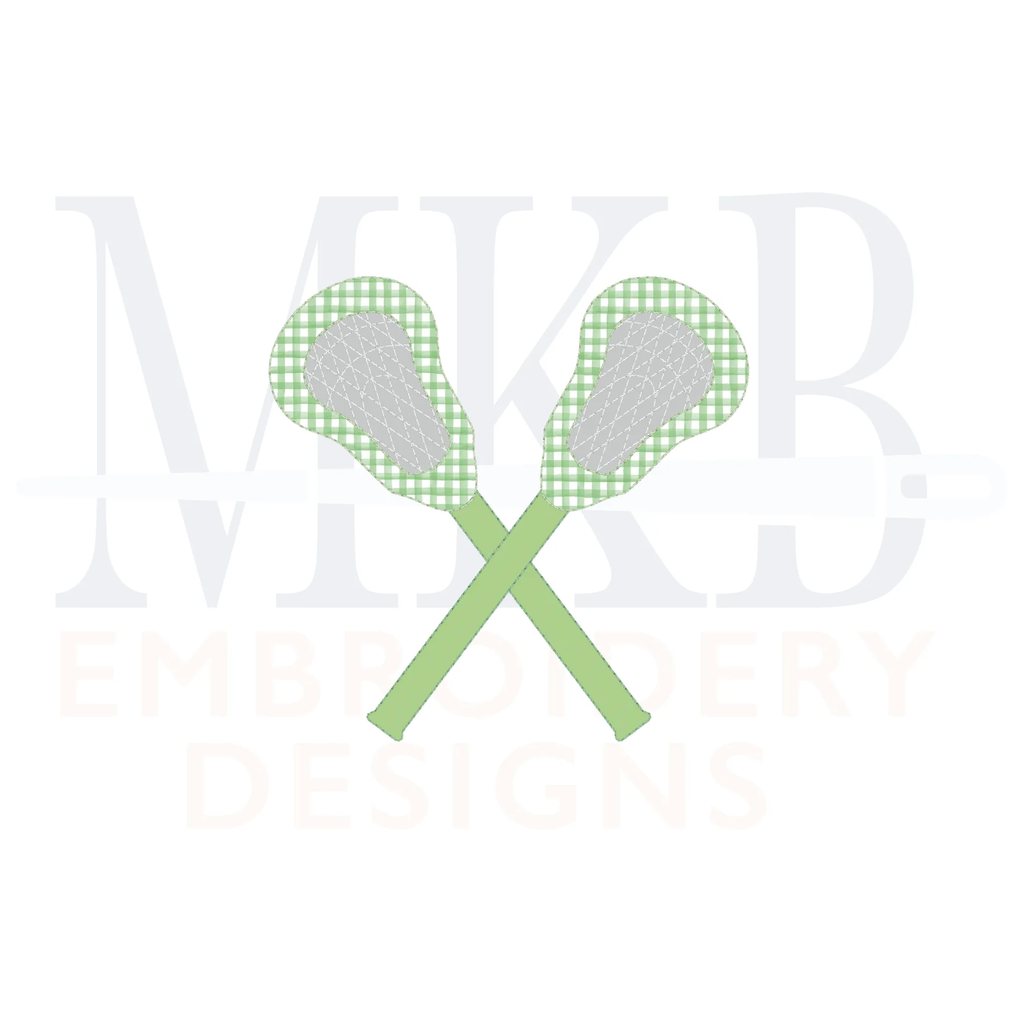 Lacrosse Sticks Crossed Bean Stitch Applique Machine Embroidery Design