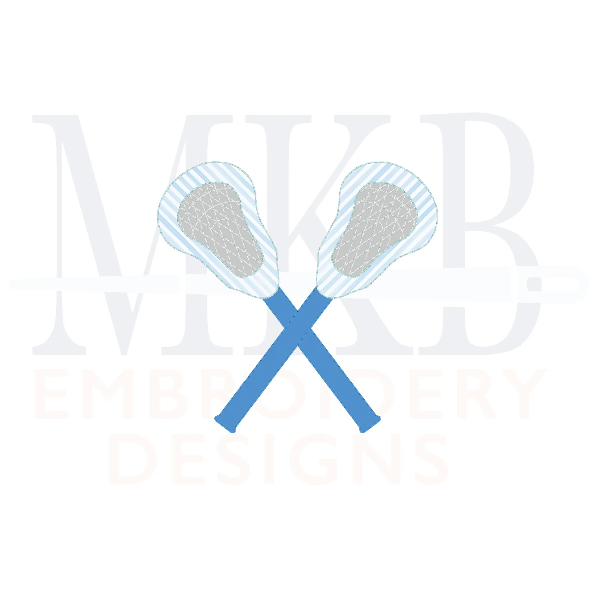 Lacrosse Sticks Crossed Bean Stitch Applique Machine Embroidery Design
