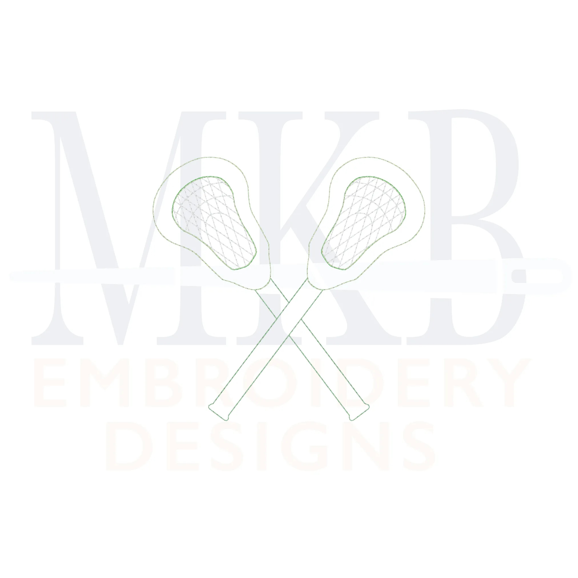 Lacrosse Sticks Crossed Bean Stitch Applique Machine Embroidery Design