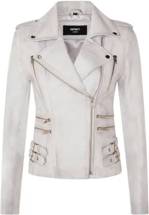 Ladies Retro 100% Nappa Leather Biker Jacket