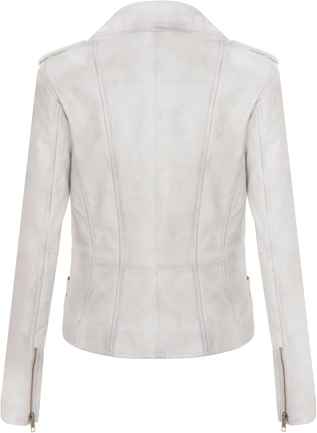 Ladies Retro 100% Nappa Leather Biker Jacket