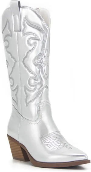 Ladmiple Cowboy Boots For Women Mid Calf Wide Width Western Cowgirl Boots Pointy Toe Fashion Embroidered Boot Pull-On