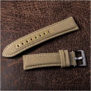 LAnGSHAW Watch Bands Premium Material Quick Release Quality Nylon Watch Straps Steel Buckle 18mm 20mm 22mm 24mm (Band Color : Khaki, Band Width : 22mm)