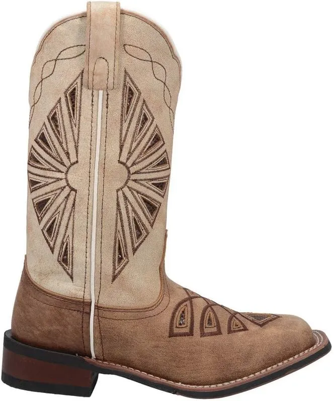 Laredo Womens Kite Days Embroidery Square Toe Casual Boots Mid Calf Low Heel 1-2" - Black