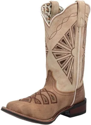 Laredo Womens Kite Days Embroidery Square Toe Casual Boots Mid Calf Low Heel 1-2" - Black