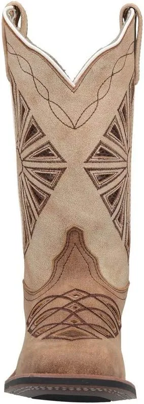 Laredo Womens Kite Days Embroidery Square Toe Casual Boots Mid Calf Low Heel 1-2" - Black