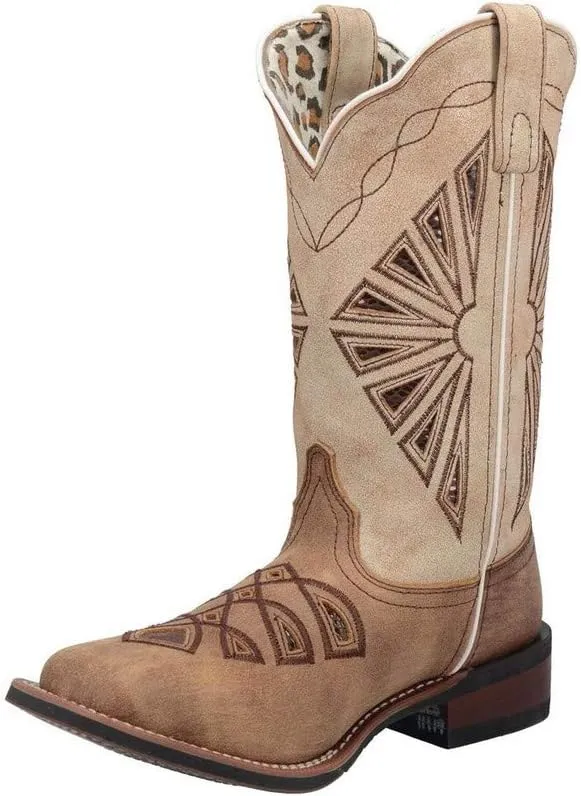 Laredo Womens Kite Days Embroidery Square Toe Casual Boots Mid Calf Low Heel 1-2" - Black