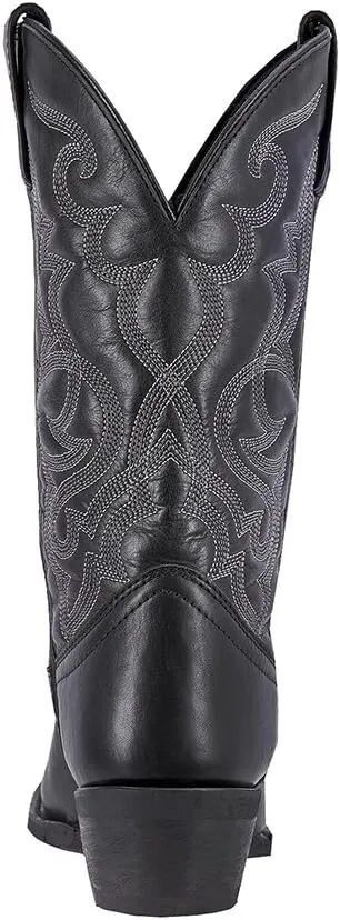 Laredo Womens Maddie Embroidered Round Toe Casual Boots Mid Calf Low Heel 1-2" - Black