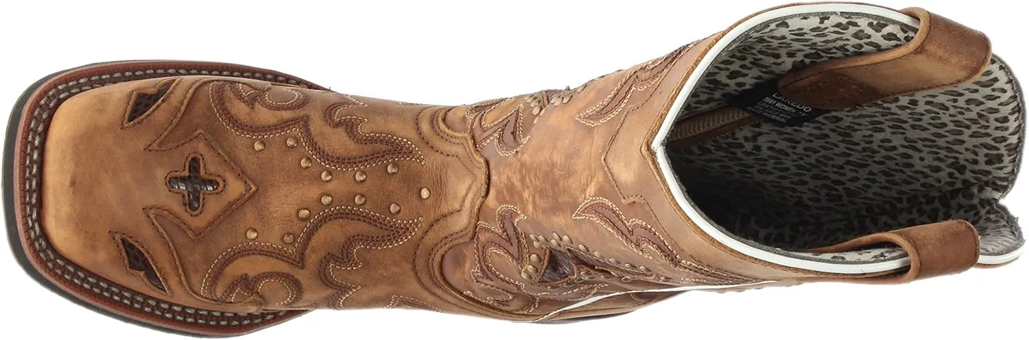 Laredo Womens Maddie Embroidered Round Toe Casual Boots Mid Calf Low Heel 1-2" - Black
