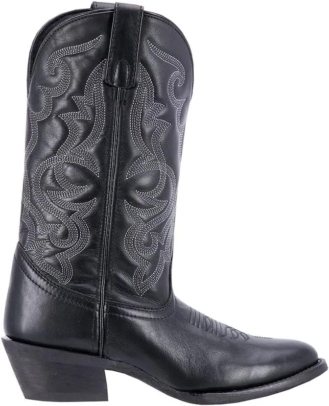 Laredo Womens Maddie Embroidered Round Toe Casual Boots Mid Calf Low Heel 1-2" - Black