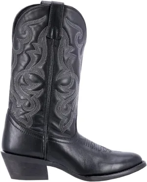 Laredo Womens Maddie Embroidered Round Toe Casual Boots Mid Calf Low Heel 1-2" - Black