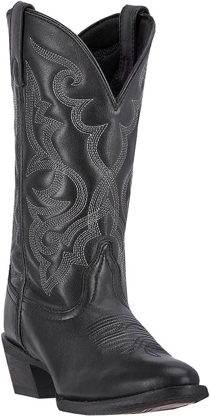 Laredo Womens Maddie Embroidered Round Toe Casual Boots Mid Calf Low Heel 1-2" - Black