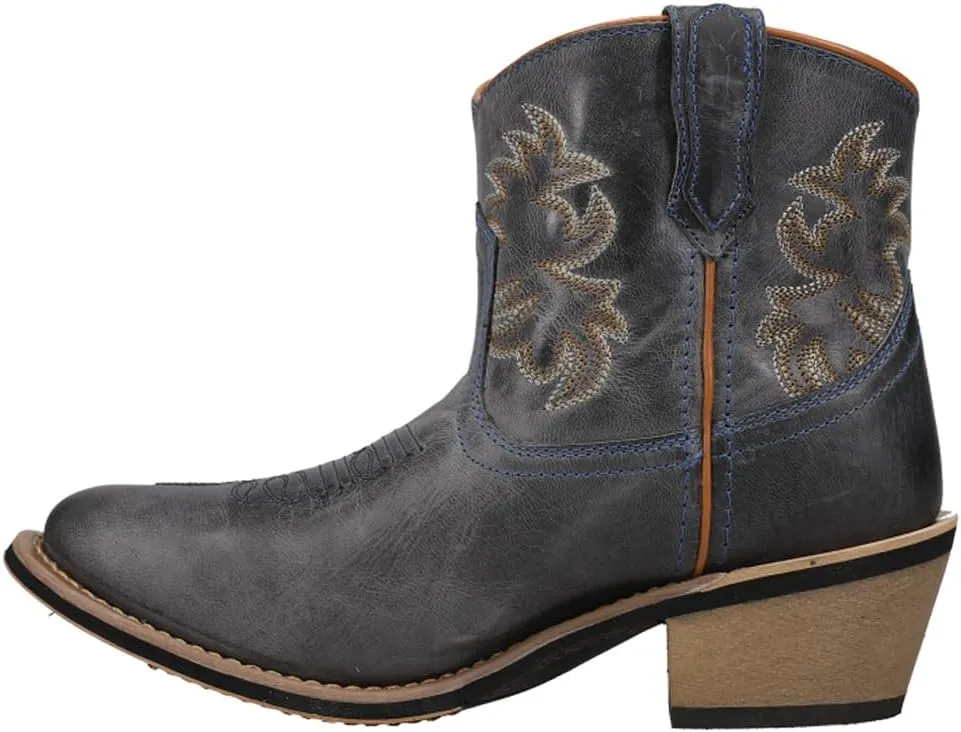 Laredo Womens Sapphrye Embroidered Round Toe Casual Boots Mid Calf Low Heel 1-2" - Blue