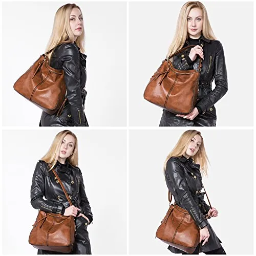 Large Designer Faux Leather Bucket Hobo Bag