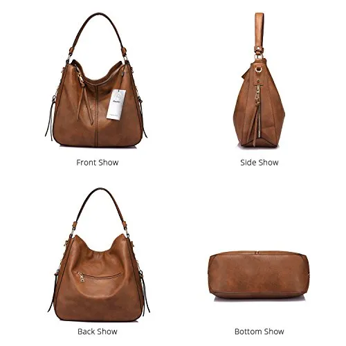 Large Designer Faux Leather Bucket Hobo Bag