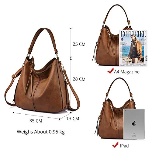 Large Designer Faux Leather Bucket Hobo Bag
