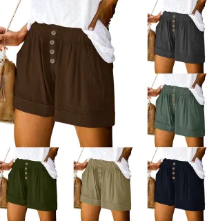Lastesso Shorts for Women Comfy Button Summer Shorts Casual Wide Leg Vacation Beach Short Pants Beach Loose Active Shorts