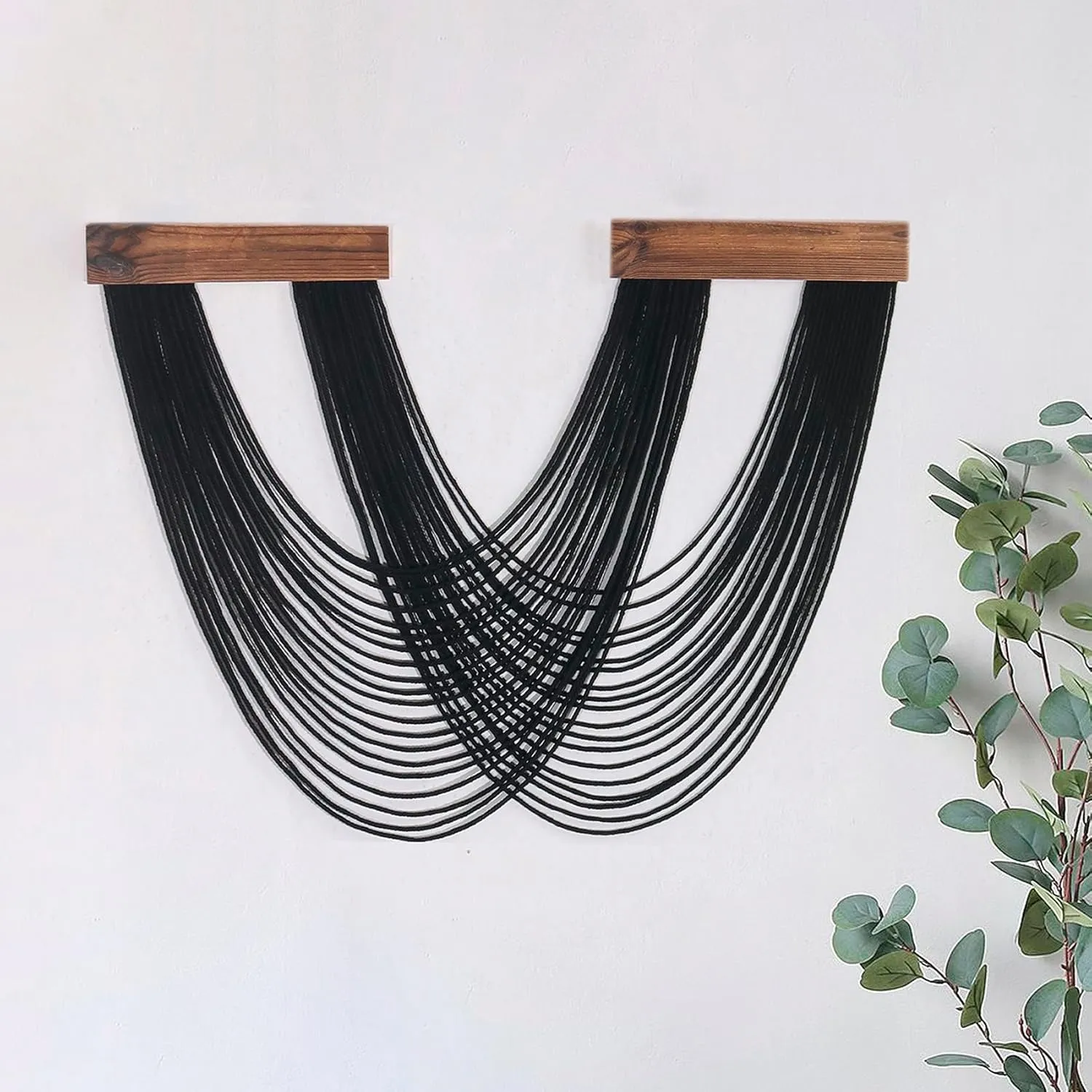 LB Macrame Wall Hanging Large, Black Boho Macrame Tapestry Wall Decor Handmade Woven Chic Bohemian Macrame Wall Art Decor for Bedroom Living Room Office Bathroom Nursery