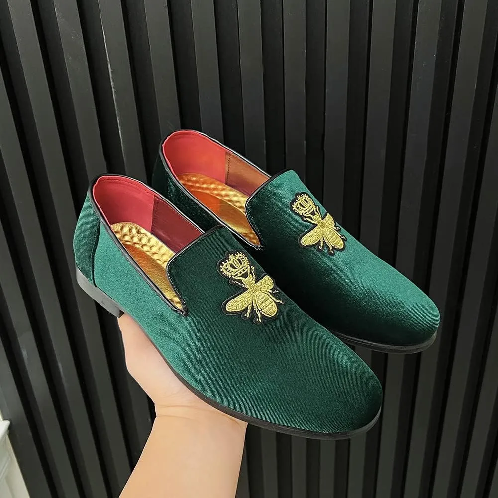 LCQL Men's Luxury Velvet Penny Loafer Shoes Noble Slip-on Suede Loafers Smoking Slippers Plus Size 7-13