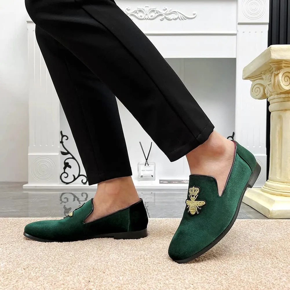 LCQL Men's Luxury Velvet Penny Loafer Shoes Noble Slip-on Suede Loafers Smoking Slippers Plus Size 7-13