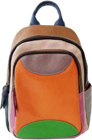 Leather Backpack Women's Daypack Multicolor Travel Bags Handbag, One Color, One Size