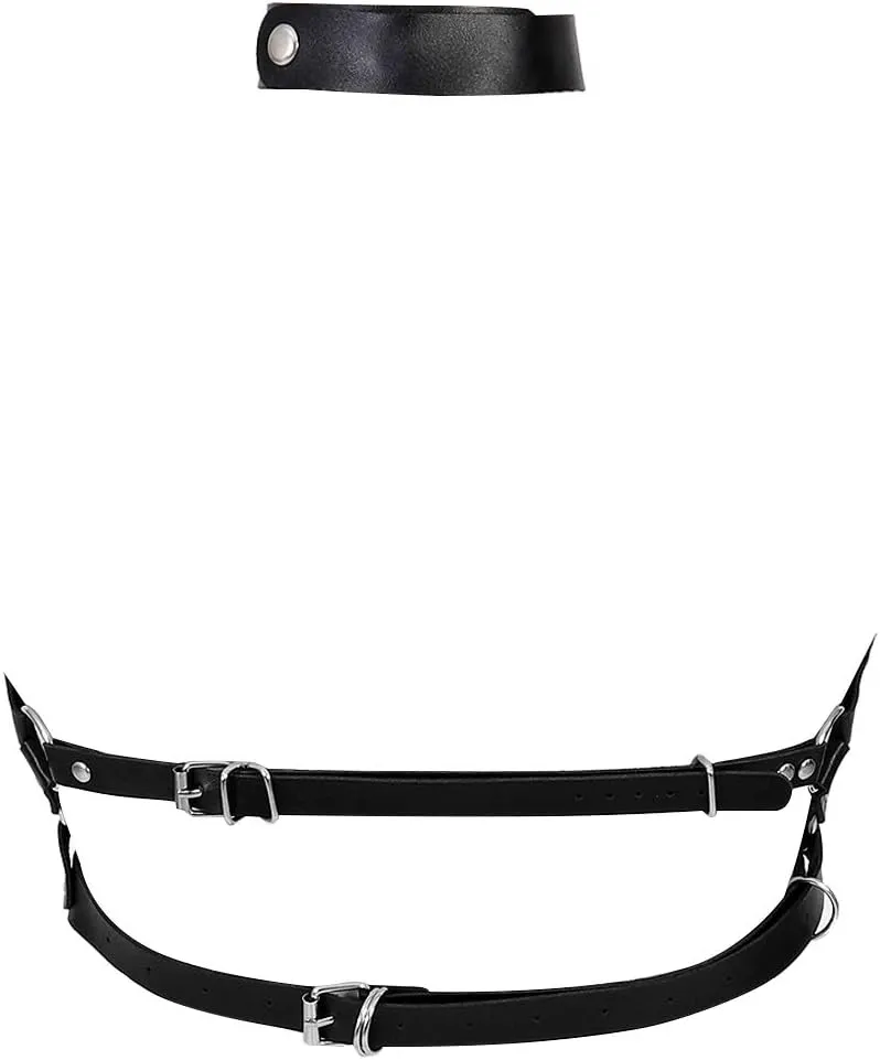 Leather Body Harness Bra for Women Punk Goth Tops Cage Strap Adjust Plus Size Festival Rave Costume