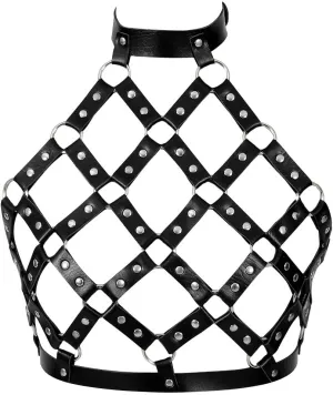 Leather Body Harness Bra for Women Punk Goth Tops Cage Strap Adjust Plus Size Festival Rave Costume
