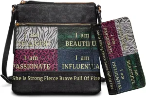 Leather Crossbody Purse Set Multi Pocket Hobo Bag Zipper Satchel Purse with Wristlet Wallet