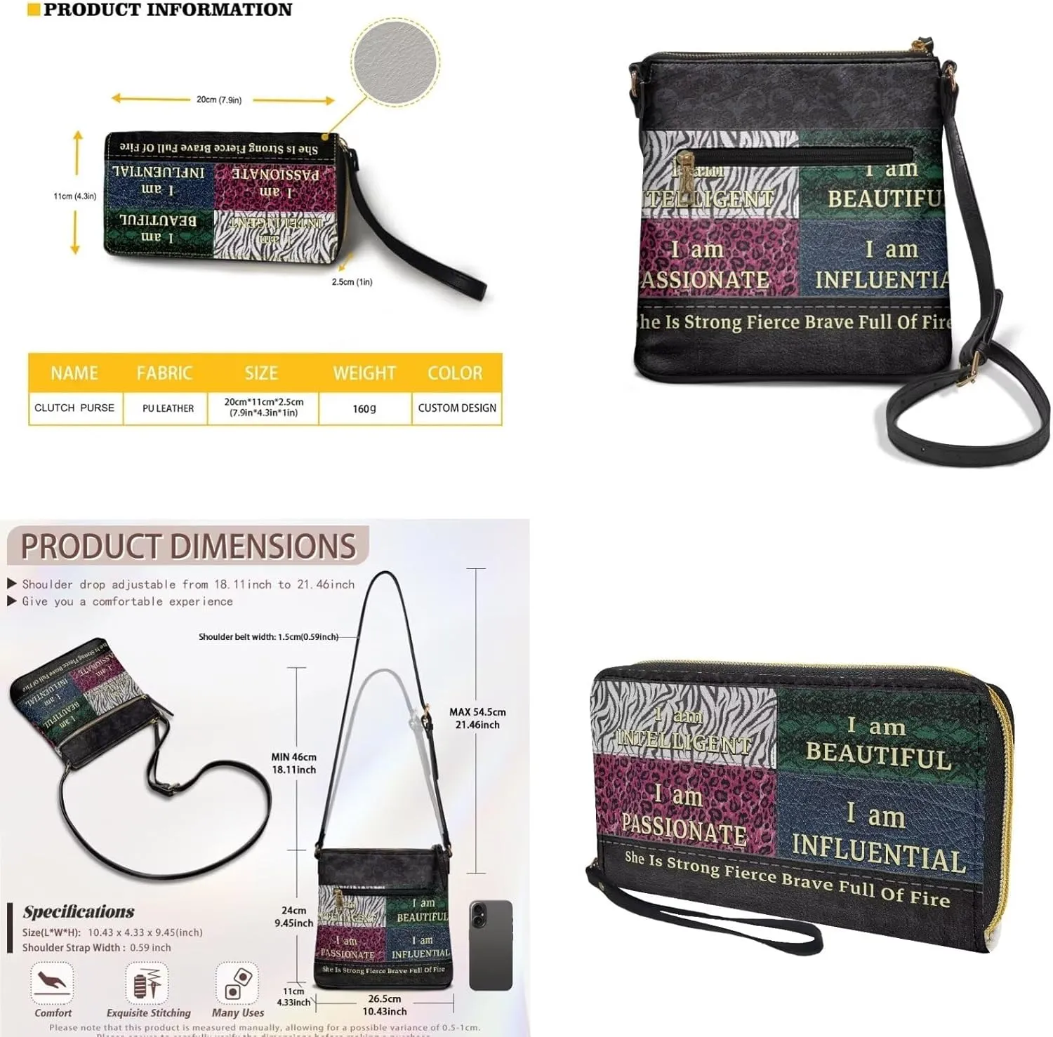 Leather Crossbody Purse Set Multi Pocket Hobo Bag Zipper Satchel Purse with Wristlet Wallet
