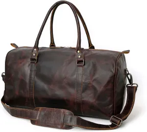 Leather Duffle Bags for Travel for Men and Women 19 inch Carry On Bag Full Grain Leather Gym Bag Overnight Weekend Leather Bags Sports Flight Professional