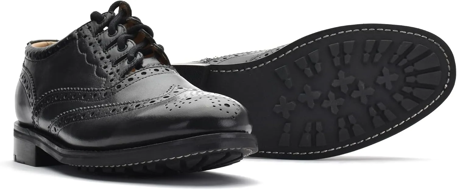 Leather Ghillie Brogue Kilt Shoes Traditional Scottish Piper and Highland Outfit Wedding Shoes Featuring Extra Long Laces & Leather Tassels - Sizes 6 – 17 Style – All Weather Sole Piper Color – Black