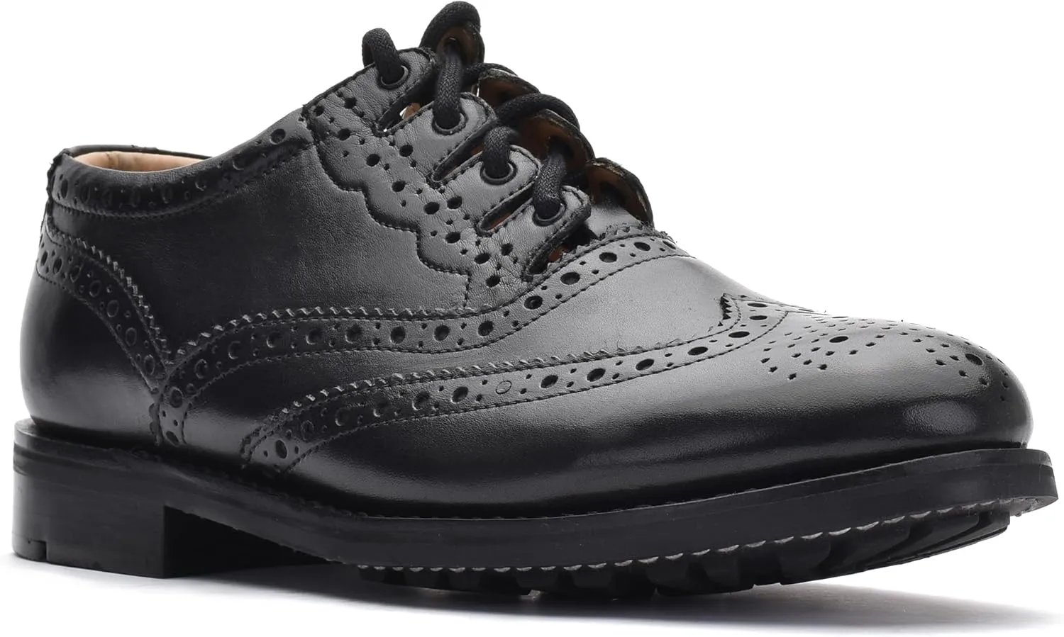 Leather Ghillie Brogue Kilt Shoes Traditional Scottish Piper and Highland Outfit Wedding Shoes Featuring Extra Long Laces & Leather Tassels - Sizes 6 – 17 Style – All Weather Sole Piper Color – Black