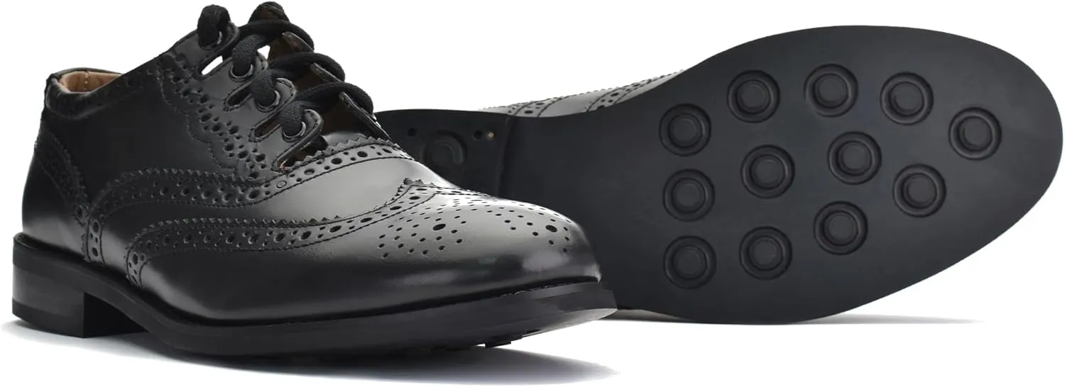 Leather Ghillie Brogue Kilt Shoes Traditional Scottish Piper and Highland Outfit Wedding Shoes Featuring Extra Long Laces & Leather Tassels Style –Eco with Rubber Sole Color - Black Sizes -7-15