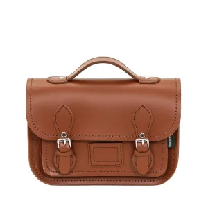 Leather Midi Satchel - Chestnut