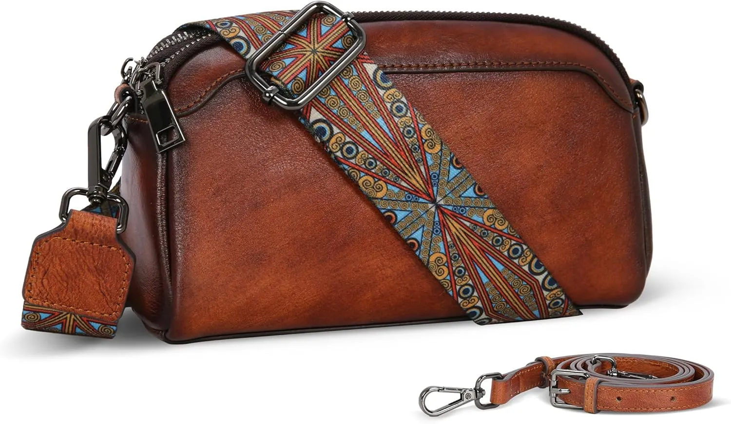 Leather Purses for Women Small Cossbody Bags Multi Pockets Shoulder Purse Vintage Satchel Bag everyday Travel Purses