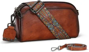 Leather Purses for Women Small Cossbody Bags Multi Pockets Shoulder Purse Vintage Satchel Bag everyday Travel Purses