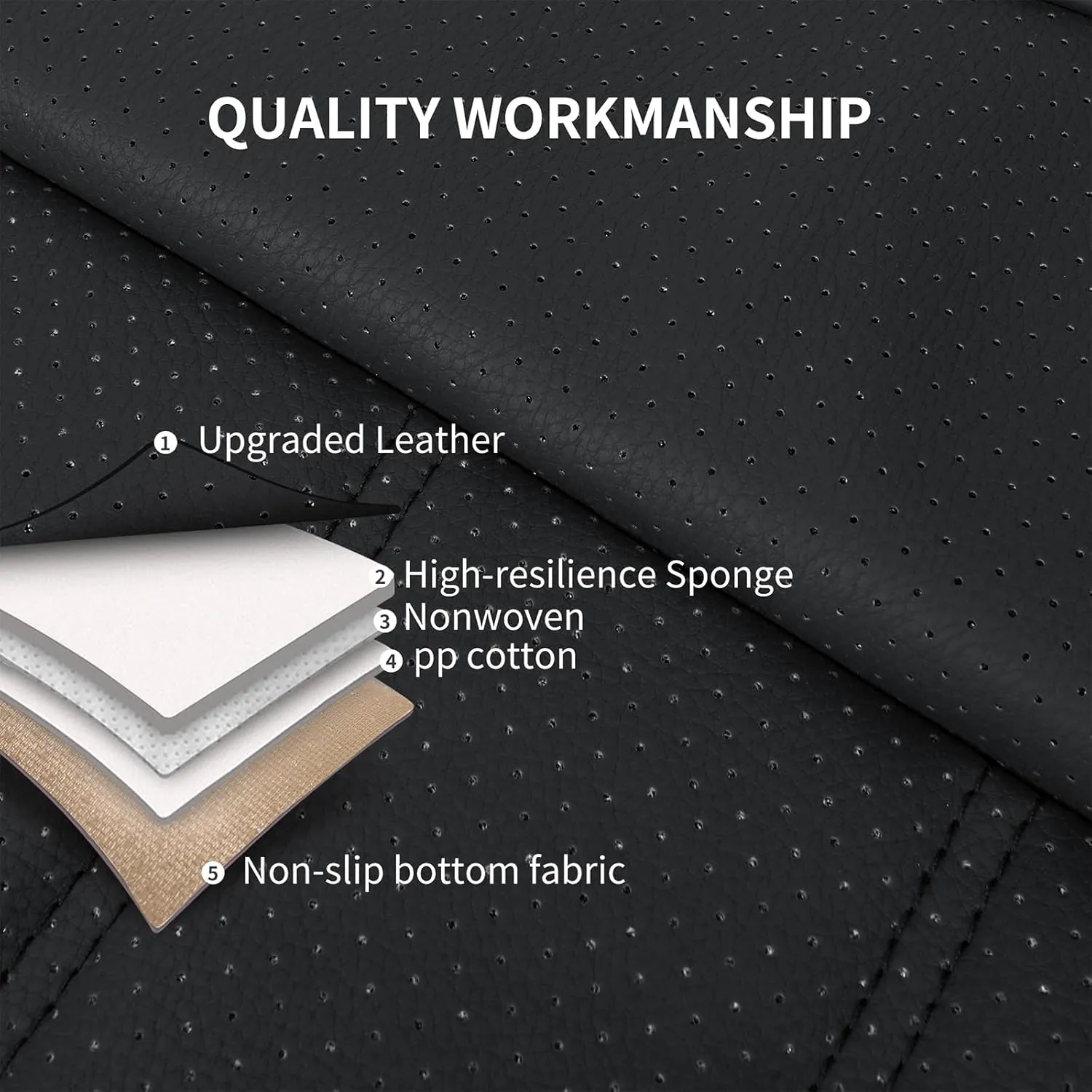 Leather Seat Covers,Breathable and Comfortable 3D Foam Back Support Car Seat Covers,Airbag Compatible,Automotive Seat Cover Protector Waterproof,Universal Fit for Cars,SUVs,Trucks,(2PCS,N5)