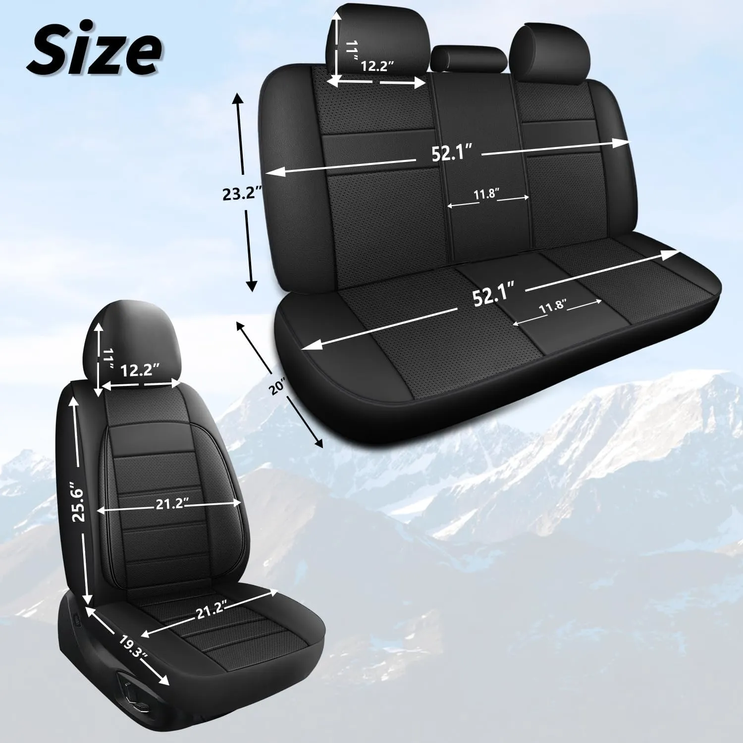Leather Seat Covers,Breathable and Comfortable 3D Foam Back Support Car Seat Covers,Airbag Compatible,Automotive Seat Cover Protector Waterproof,Universal Fit for Cars,SUVs,Trucks,(2PCS,N5)