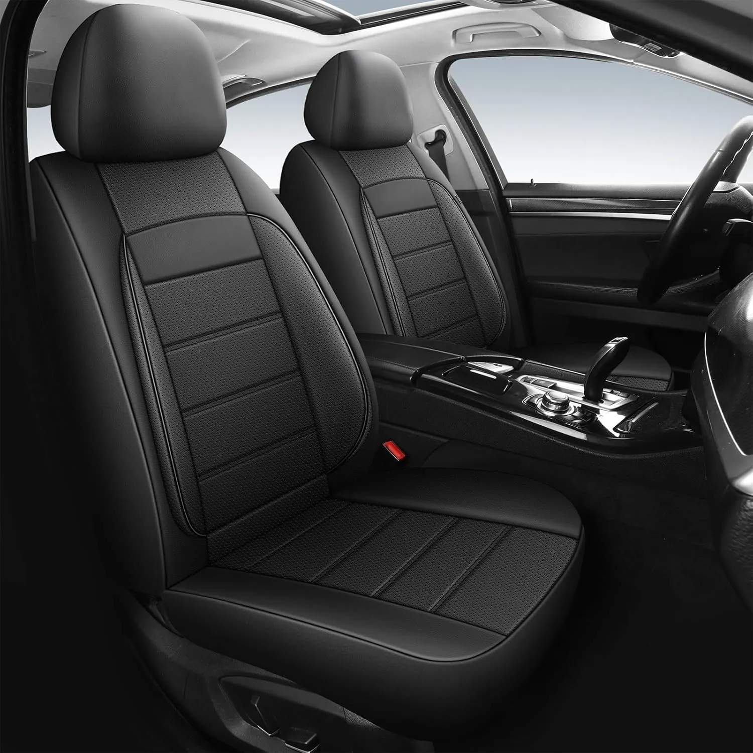 Leather Seat Covers,Breathable and Comfortable 3D Foam Back Support Car Seat Covers,Airbag Compatible,Automotive Seat Cover Protector Waterproof,Universal Fit for Cars,SUVs,Trucks,(2PCS,N5)