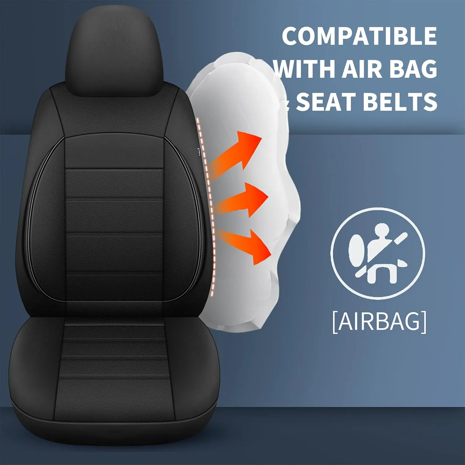 Leather Seat Covers,Breathable and Comfortable 3D Foam Back Support Car Seat Covers,Airbag Compatible,Automotive Seat Cover Protector Waterproof,Universal Fit for Cars,SUVs,Trucks,(2PCS,N5)